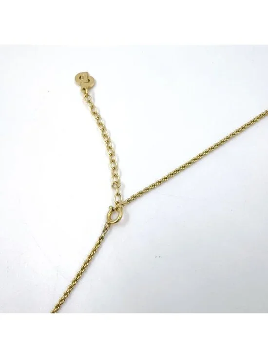 Dior Line Stone Faux Pearl Gold Necklace - Picture 6 of 13